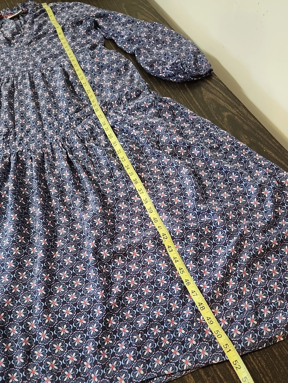 Maeve by Anthropologie Tamarind Tiered Blue Floral Long Sleeve Maxi Dress Size S